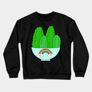 Cute Cactus Design #154: Cacti In Cute Rainbow Bowl Crewneck Sweatshirt